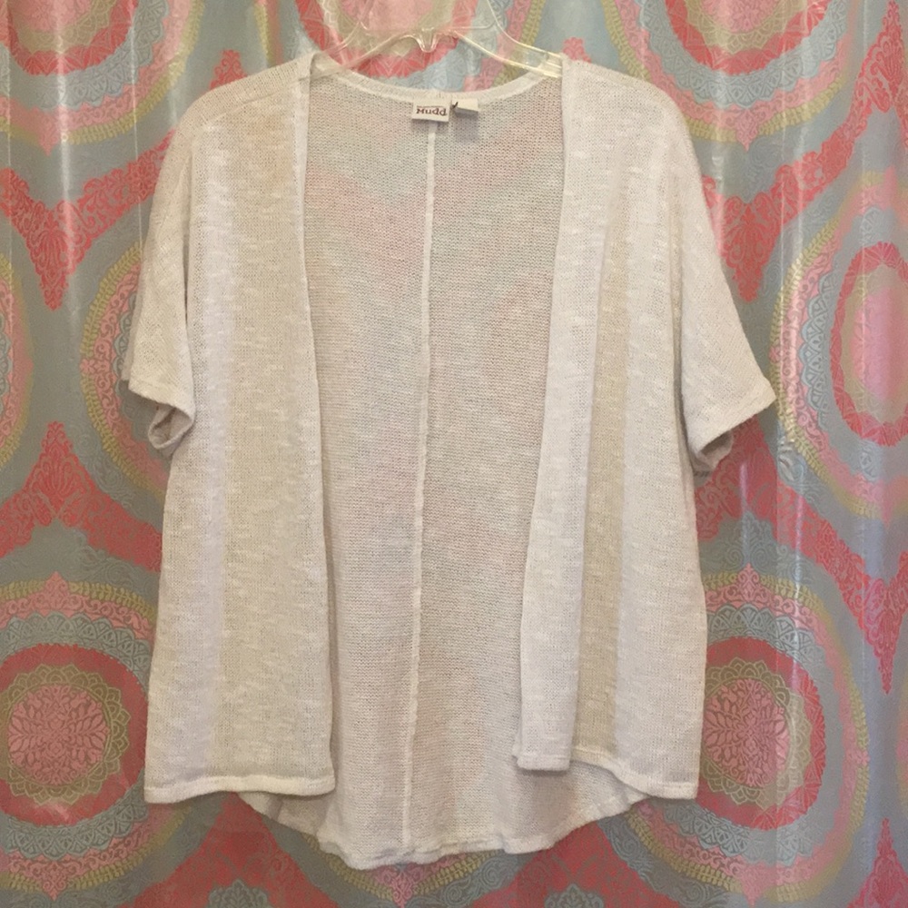 Off white short sleeve cardigan
